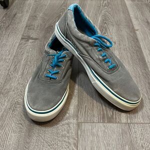 Sperry Mens Lace Up Sneaker Shoe Grey and Blue Size 11.5